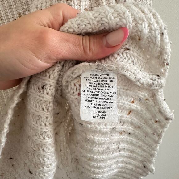 Sun & Shadow Knit Cowl Neck Pullover Sweater Speckled Cream S - Picture 5 of 6